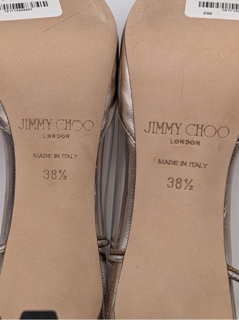 New w/ BoxJimmy Choo “Erin 85” Platinum Leather Slingback Heels Authentic 38.5 - Picture 15 of 16